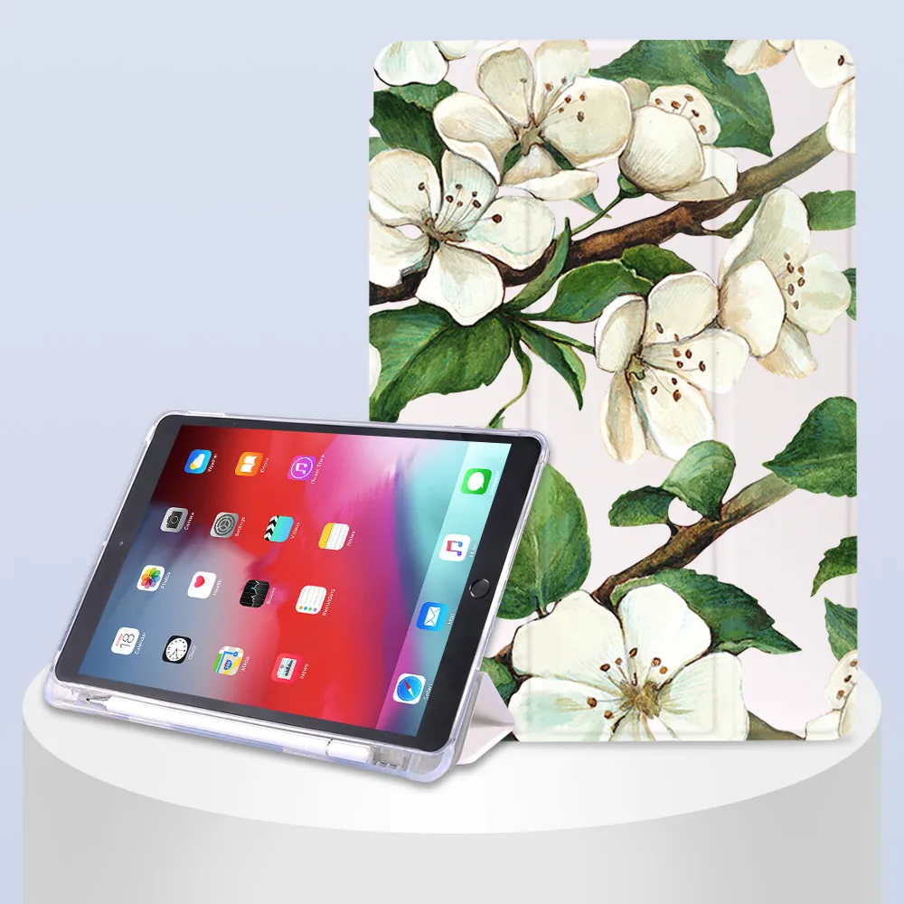 Blume muster iPad Fall 10,2. 2020 Air 4 Pro 12,9 Bleistift Halter 7th Mini 5 Air 2 Abdeckung Für iPad Pro 11 Funda 10,5 Air 3