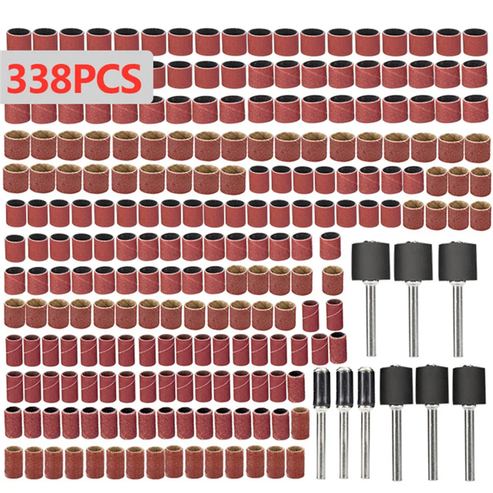 

Sanding Drum Kit 338pcs #60 #120#320 Band with 3/8 1/4 1/2 Rubber Mandrel for Dremel Electric Mill Rotary Tools