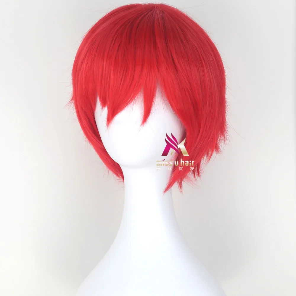 Japanese Anime Assassination Classroom Karma Akabane Akashi Seijuro / Sasori Short Flame Red Cosplay Wig Costume +wig cap