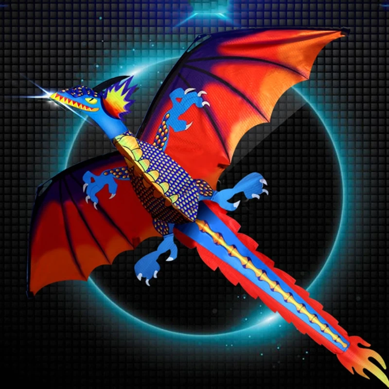 Lançamento 3d dragon com cauda para adultos kites com voo para exterior 100m linha atacado dropshipping