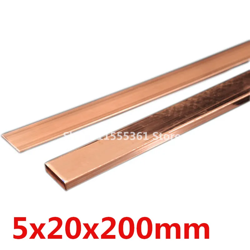 

5x20x200mm High Quality Red Copper Shaft Square Flat Bar Model Maker DIY Material All Sizes In Stock Free Shipping