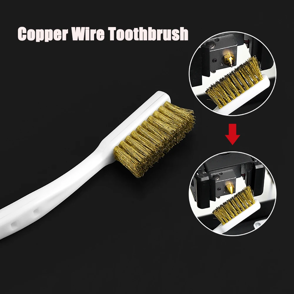 3D Printer Cleaner Tool Copper Wire Toothbrush Copper Brush Handle For Nozzle Heater Block Hotend Cleaning Hot Bed Parts