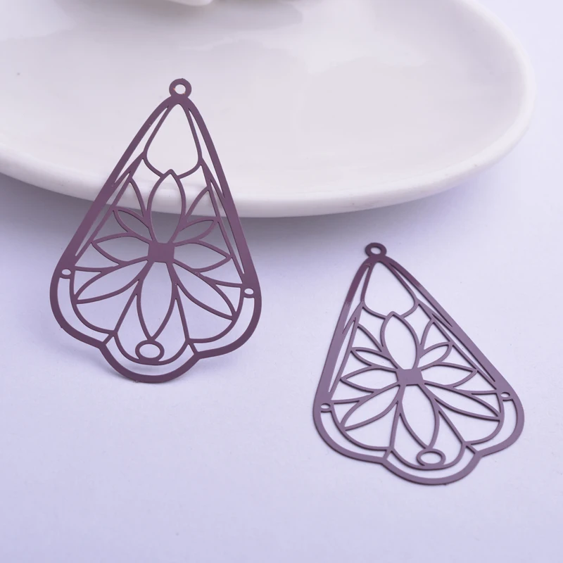 30 Stück AB6265 30*50mm Filigrane Blumenanhänger DIY Ohrring Anhänger Hängender Schmuck Dekoration – Detail 7