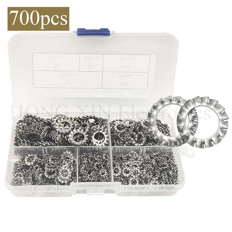 

700pcs Toothed Lock Washers Serrated Lock Washers Galvanized Washers M3 M4 M5 M6 M8