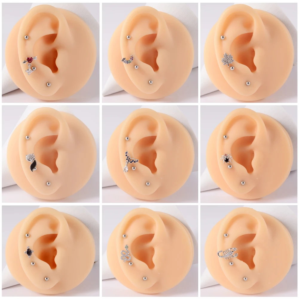 1PC 361L Surgical Steel Cz Ear Tragus Cartilage Crystal Lightning Snake Lobe Earrings Helix Earring Barbell Piercing Jewelry 20G