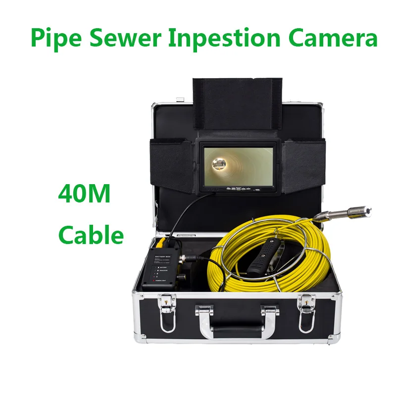 

720P 7inch Display Pipe Inspection Industrial Endoscope Drain Sewer Video Camera System 23mm 40m Cable Reel 12pcs LEDS Lights