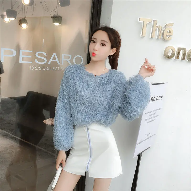 Blouse Women Autumn Tassel Sweater Loose Slim Fit Furry Top Blusas Ropa De Mujer