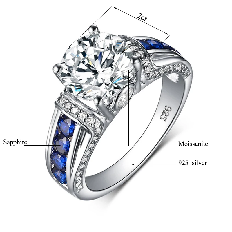 Imagem -06 - Redwood Marca 5ct Real Moissanite Anel para Mulher Real 925 Prata Esterlina 14k Branco Banhado a Ouro Diamante Anel de Casamento Jóias Novo