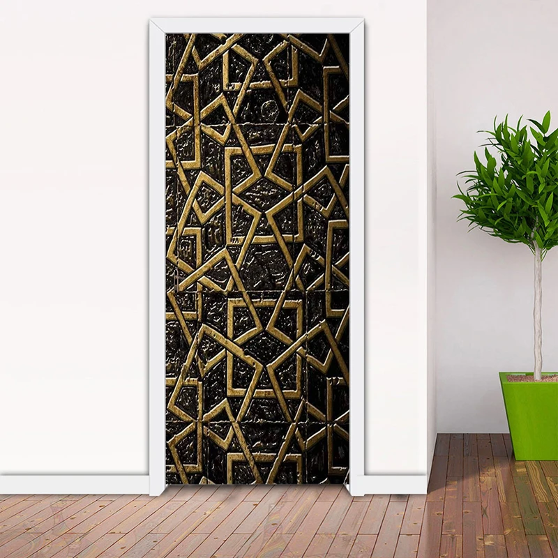 

Creative DIY Self Adhesive Door Sticker 3D Geometric PVC Mural Wallpaper For Living Room Study Room Door Decoration Wall Decals