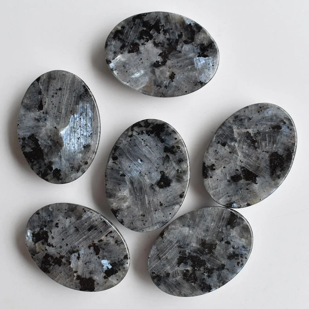 Wholesale 6pcs/lot high quality Natural black spectrolite Oval CABOCHON 30x40mm charm beads for Diy jewelry making free shipping