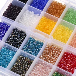 Box Set Multicolor Faceted Glass Bicone Beads Set Czech Crystal Austria Seed Bead Loose Beads for DIY Jewelry Making Supplies