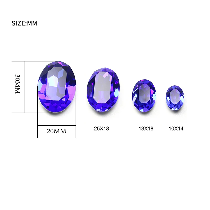 3D Oval Shape Glass Crystal Strass Pointback Strass Rhinestones Applique For Clothe Needlework Nail Art Decorations Jewelry 3002