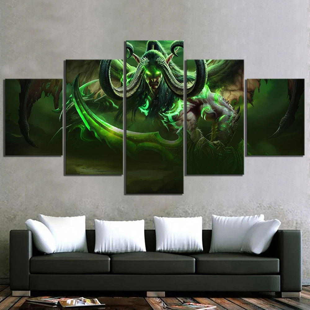 No Framed Canvas 5Pcs Sticker World of Warcraft Video Game Wall Art Posters Prints Pictures Paintings Home Decor Decorations