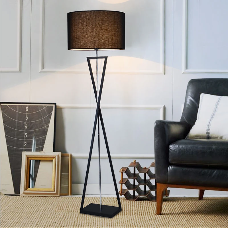 Simple Floor lights  Nordic floor light  fabric lampshade floor light E27 metal black or white for living room bedroom