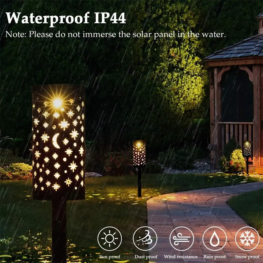 Wrought Iron Hollow Solar Lawn Lights Garden Courtyard Landscape LED Light Pathway Light Waterproof Garden Led Lamp