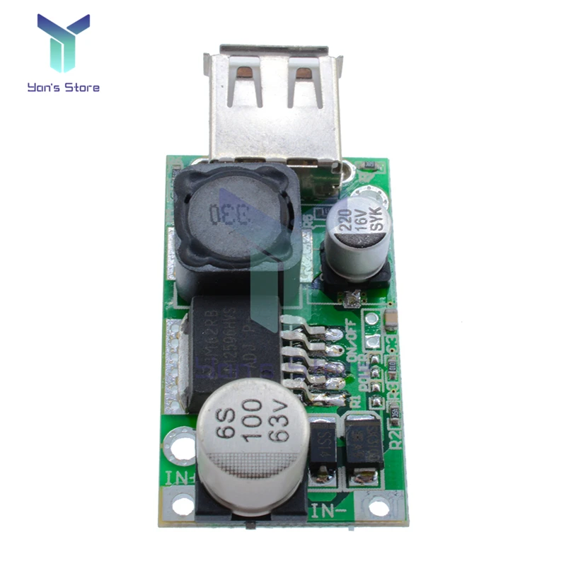 LM2596HV 5V DC-DC 7-56V 9V 12V 24V 36V 48V to Fixed 5V 3A Non-isolated Step Down Buck Converter Module USB Charger Module