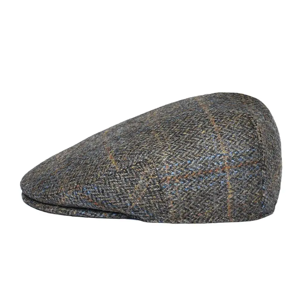 Botvela 100% Wool Ivy Cap Herringbone Flat Caps Tweed Scally Hat Bunnet Paddy Dai Cheese-cutter Newsboy Cap Driving Hats