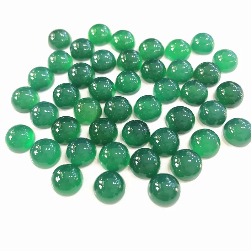 6/8/10/12mm Genuine Green Chalcedony Cabochon Agate Round Shape Gemstone Beads For Jewelry Making Inlay Ring Gemstone