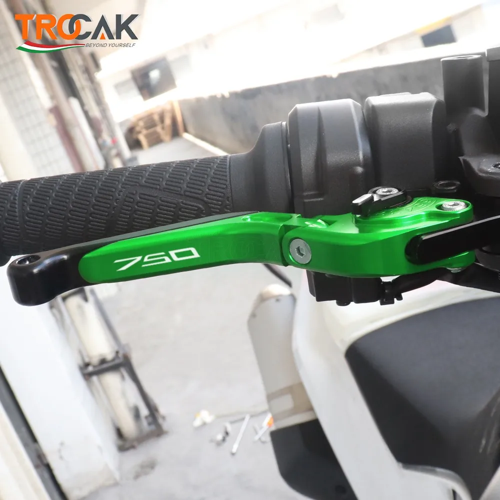 For KAWASAKI Z750 Z 750 2007-2012 Motorcycle Accessories Folding Extendable Brake Clutch Levers LOGO Z750 Green