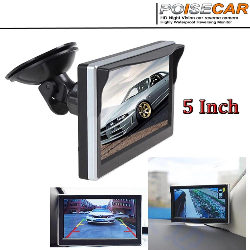 

TFT LCD 5.0" Car Monitor Parking System For Car Rearview Monitors NTSC PAL DC 12/24V Digital Screen 2 Channel Video