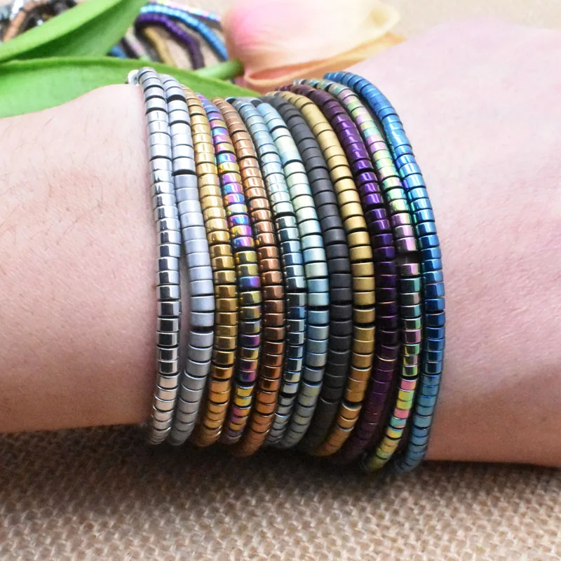 4*2/6*2MM Natural Stone Disc Shape Colour Black Hematite Beads Flat Round Loose Spacer Beads For Jewelry Making DIY Bracelet image 2