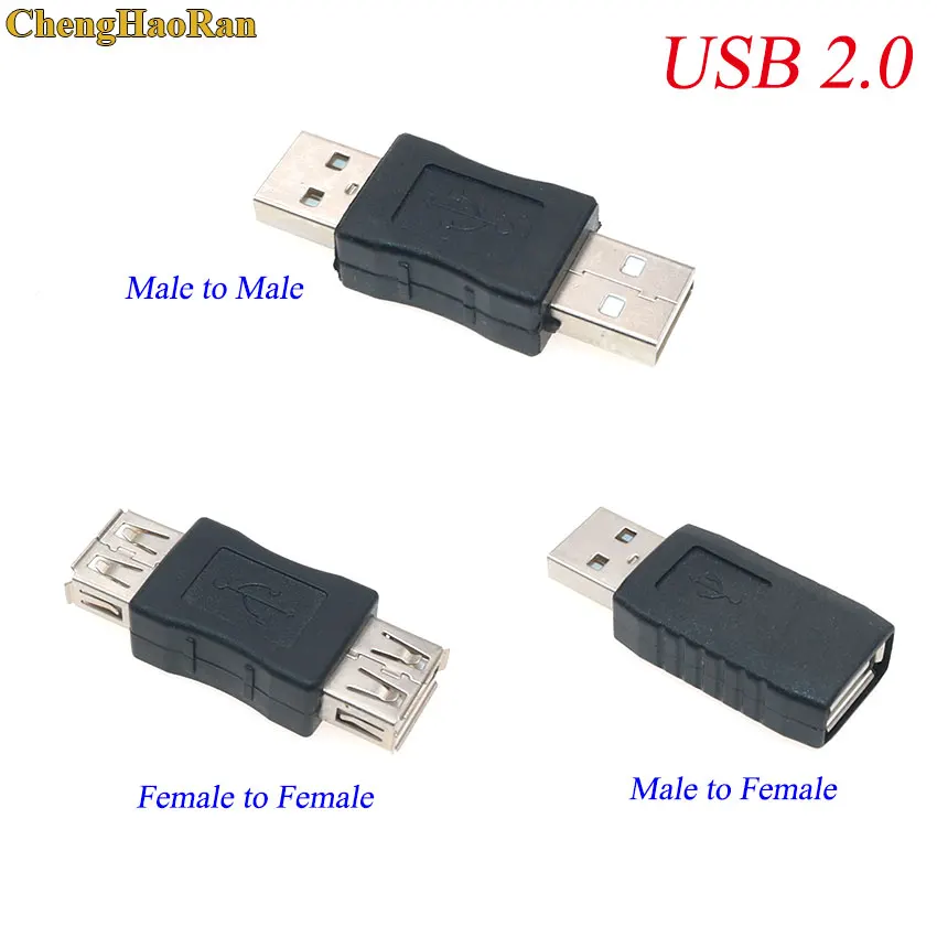 ChengHaoRan 100pcs USB 2.0 Type A Female to A Male Coupler Adapter Connector F/F Converter Male to Male  Female to Female