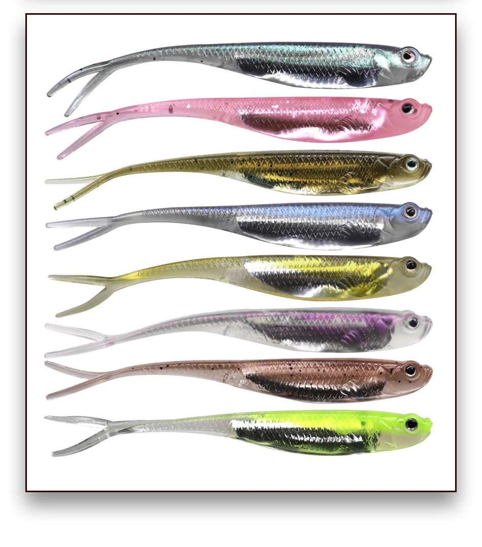 5/6 stücke Angeln Weichen Köder 70mm 80mm 100mm T Shad Angeln Weiche Köder Silikon Swimbaits künstliche Köder Wurm Für Bass Angeln – Detail 10