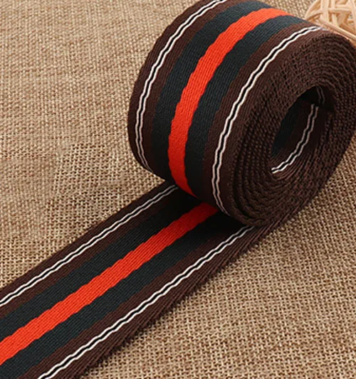 6 YARDS 38mm Striped Cotton Webbing Soft nylon Webbing buckle Poly Lanyard Webbing for handbag handle Belt Bag Purse