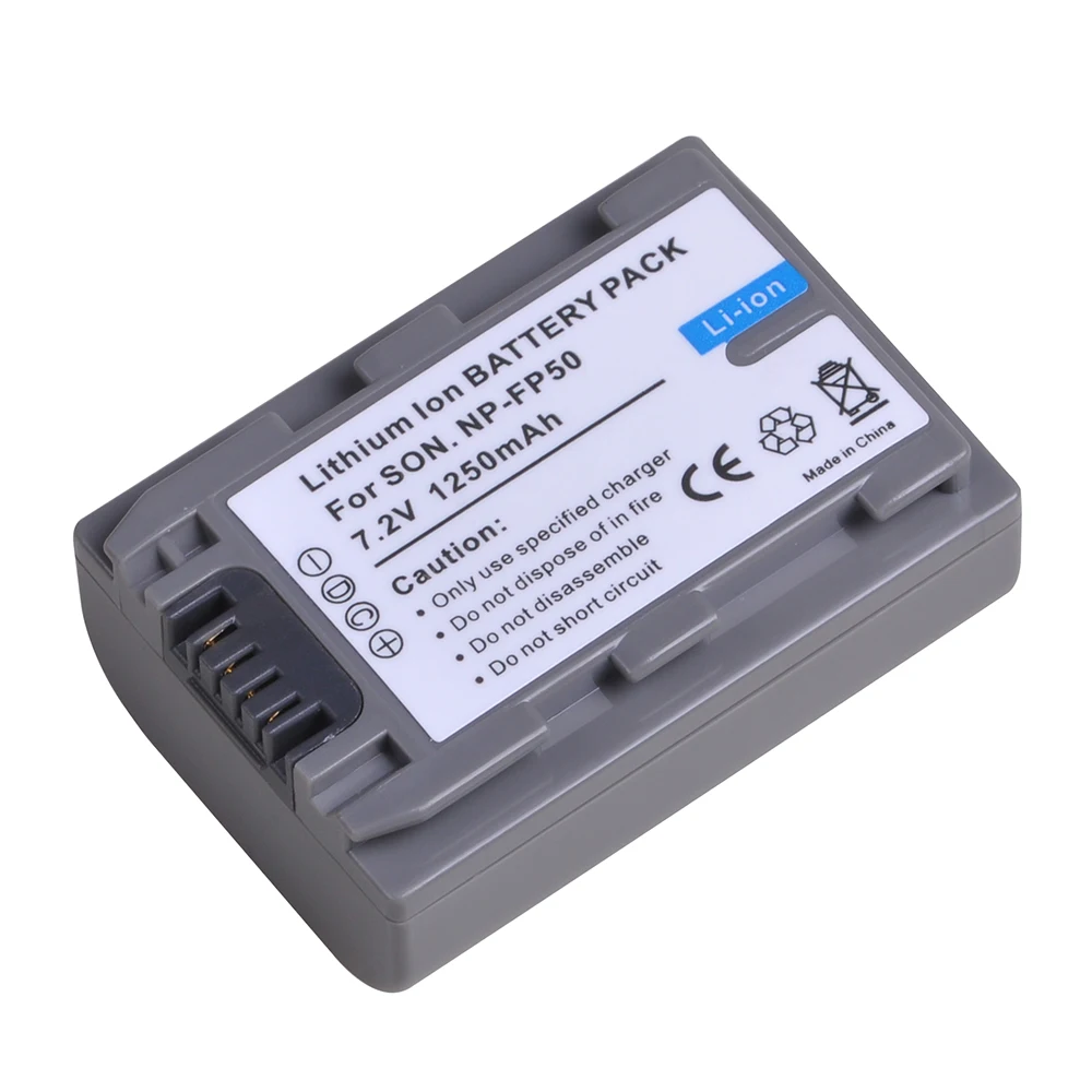 

1250mAh NP FP50 NP-FP50 Battery for Sony NP-FP30 NP-FP60 NP-FP70 NP-FP71 NP-FP90 DCR-SX40 SX40R SX41 HDR-CX105 SR82E SR85E