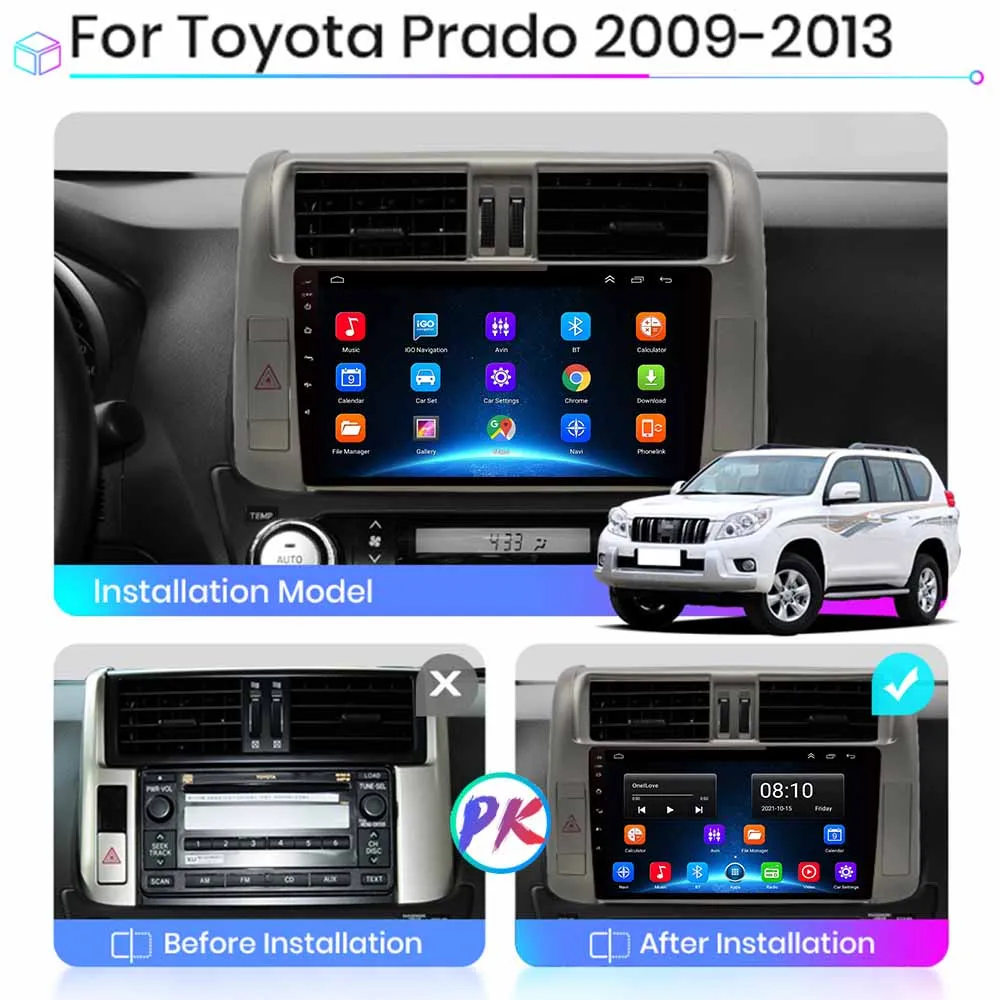 2 Din Android 10 car radio PX6 For Toyota Land Cruiser Prado J 150 2009-2013 car radio multimedia GPS Navigation auto audio 2din