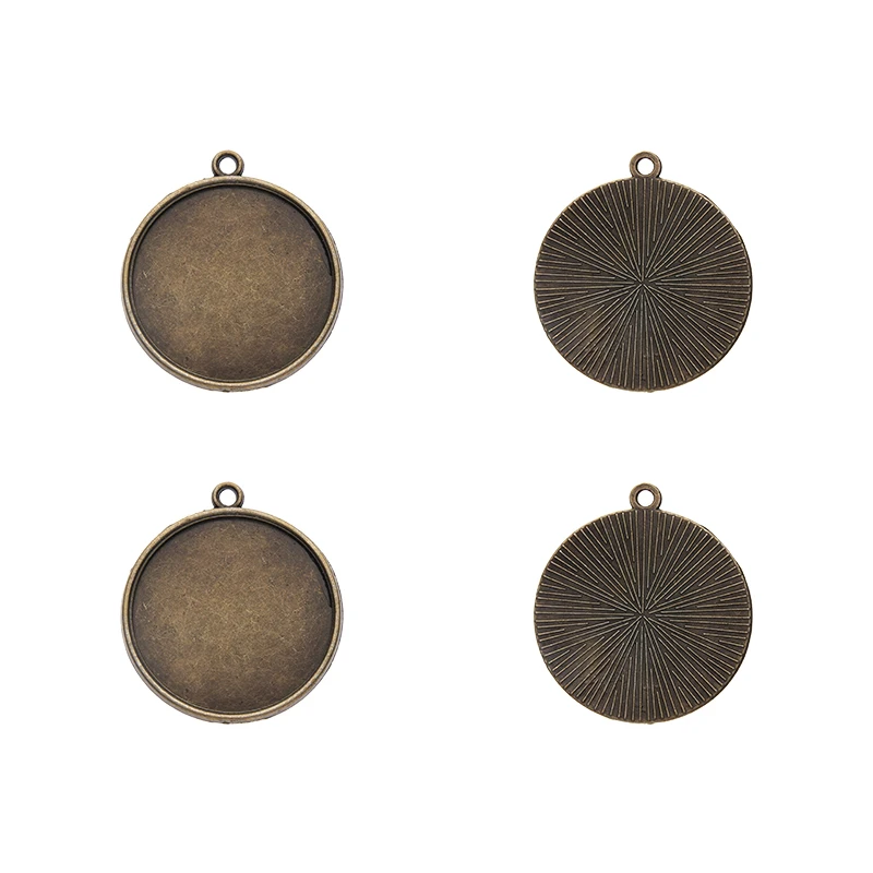 10pcs/Lot Antiqve Brone Metal The Inside Diameter 25mm Cabochon Bases Round Setting Tray For Necklace And Bracelet Jewelry