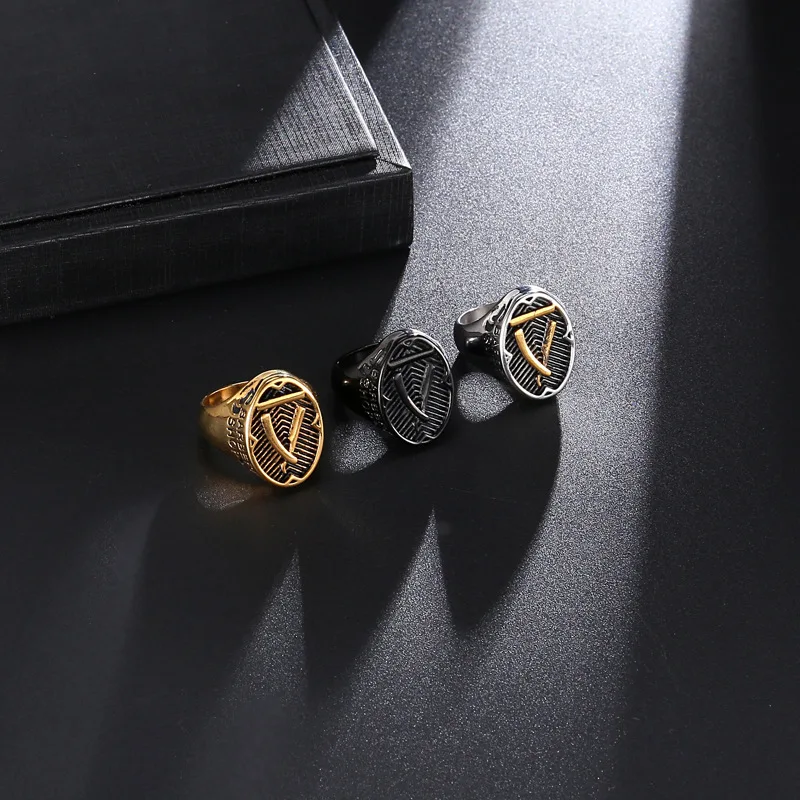 Stainless Steel Barber Razor Ring Titanium Steel Hip Hop Men Razor Ring Barber Shop Jewelry