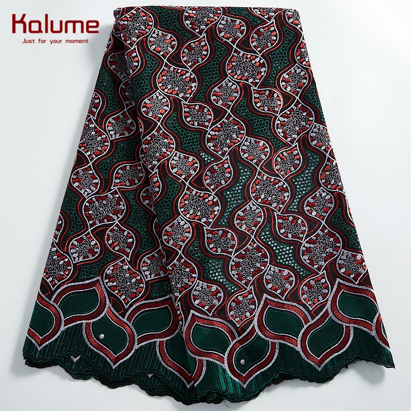 Kalume African Cotton Lace Fabric 5 Yards Nigerian Cotton Lace Fabric High Quality Tissus Jersey For Sew Cloth Women Dress H2307