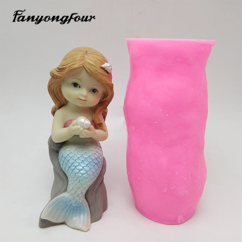 Little Mermaid Silicone Mold DIY Inverted Aromatherapy Candle Resin Gypsum Concrete Crystal Dropper Professional Mold Decoration