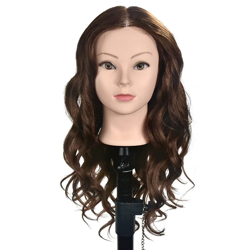 Boli-Cabeza de entrenamiento profesional con cabello humano para peluquería, muñeca con cabeza de Maniquí de 20 ", pelo grueso, se puede rizar, abrazadera gratis