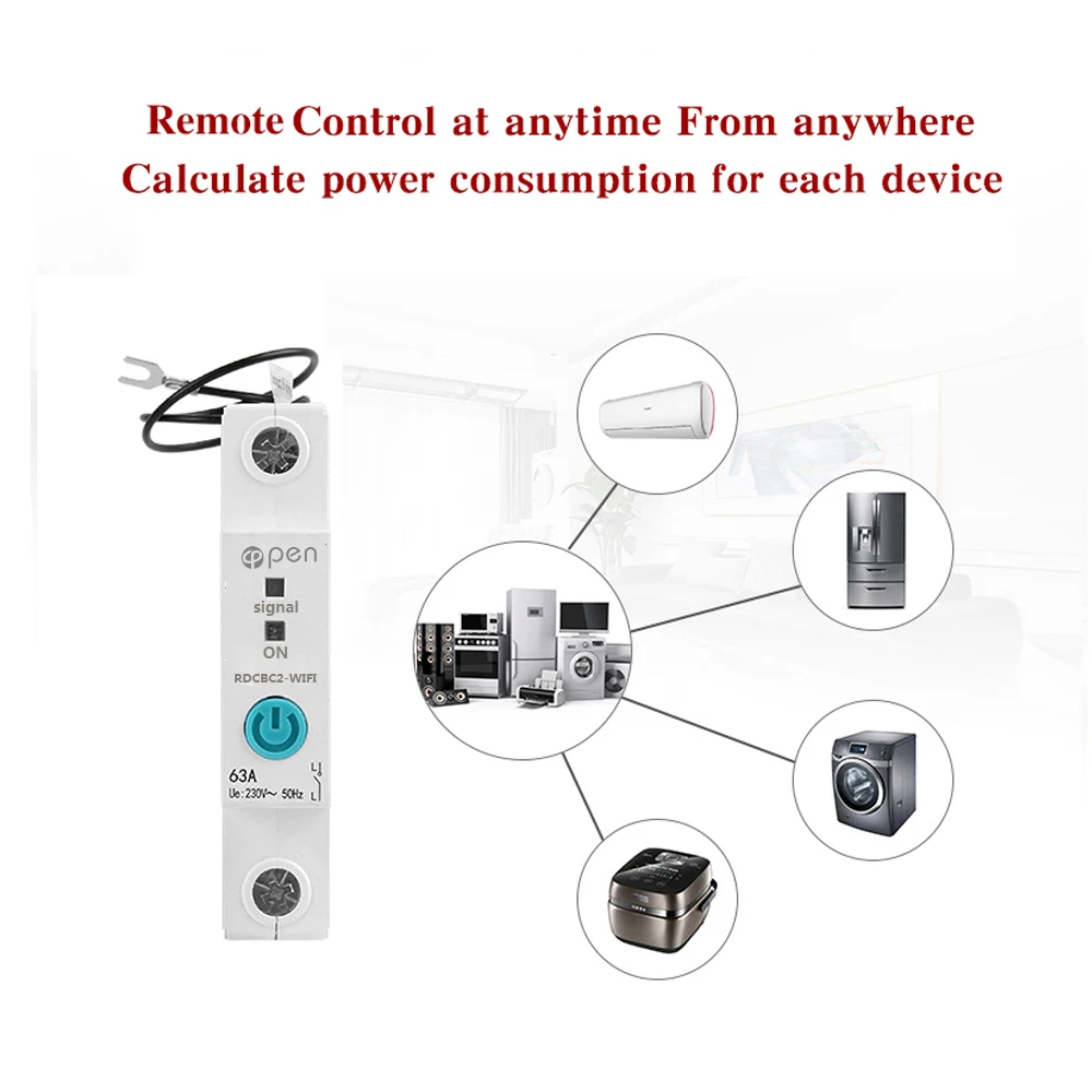 1P 63A eWelink  Din rail WIFI Smart Energy Meter Power Consumption kWh Meter wattmeter switch