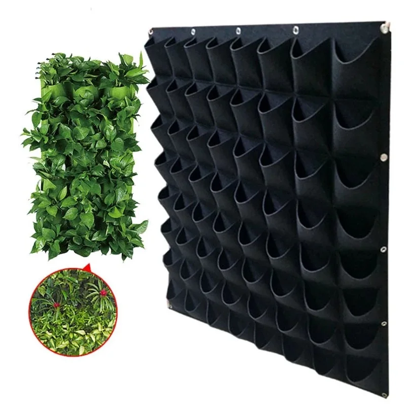 12/25/49 Pockets Garden Vertical Hanging Wall Planter Black Flowers Plant Grow Bag Green Home Decoration Vegetable Planting Pots