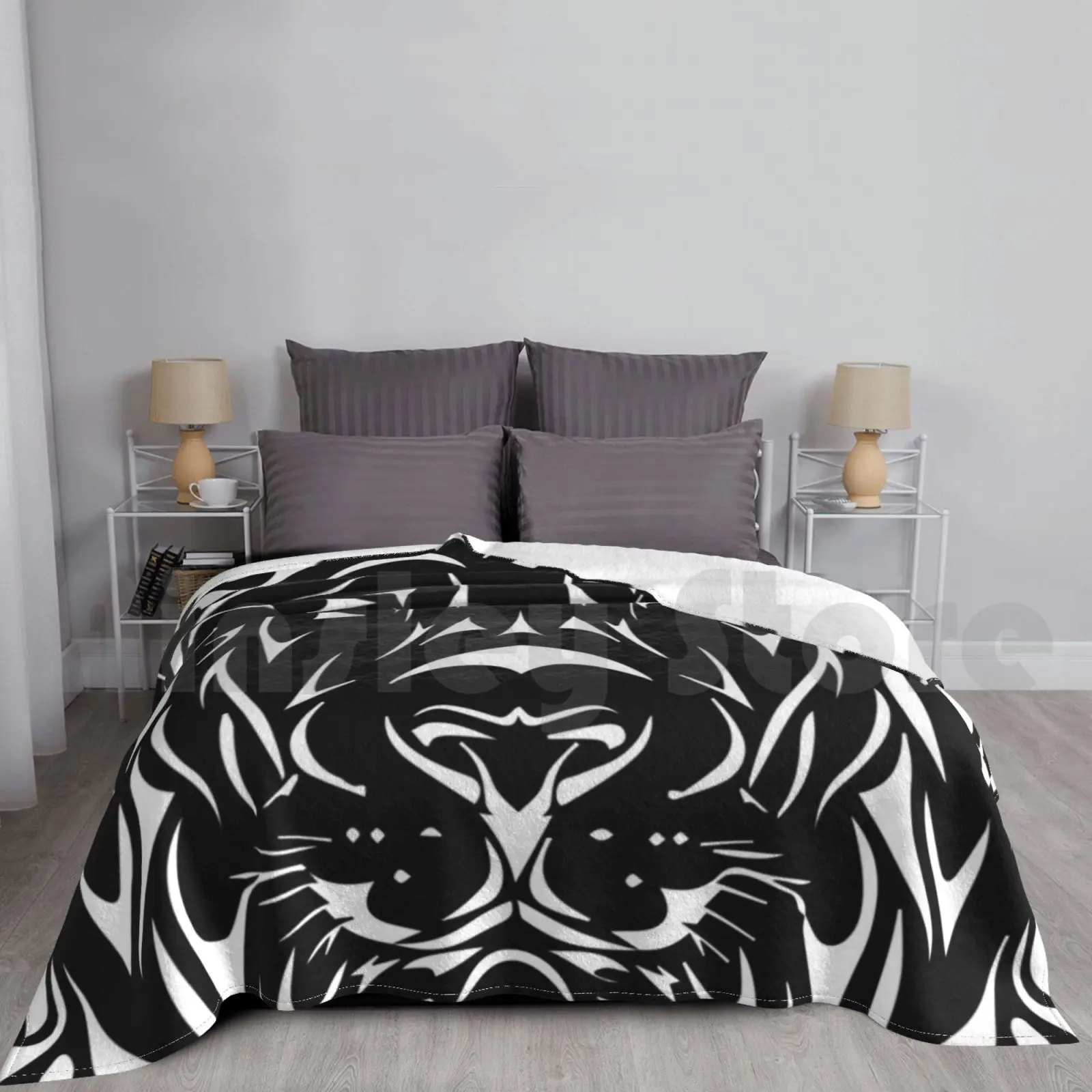 Lion Tiger Head Blanket For Sofa Bed Travel Mammal Face Animals Cat Carnivore Head Wildlife Totem Lion Tiger