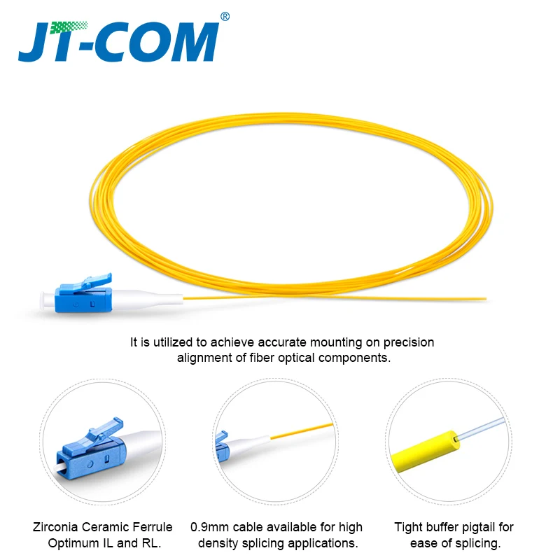 LC UPC Optical Fiber Pigtail Simplex 0.9mm 9/125 Single Mode LC UPC 1 core Fiber Optic Pigtail 1.5m 50/100/200pcs