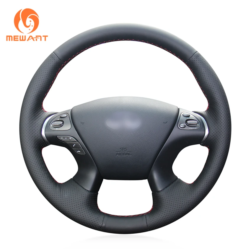 

MEWANT Black Artificial Leather Car Steering Wheel Cover for Infiniti JX35 M M25 M35 M37 M56 Q70 QX60 Nissan Murano Pathfinder