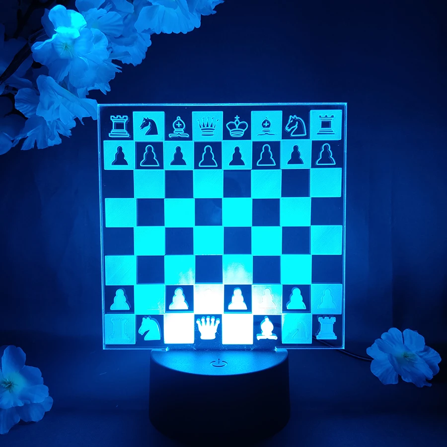 

Game of Chess 3D Hologram Lighting Decorative Desk Lamp for Indoor Atmosphere Xmas Gift LED Sensor Control Light Checkered Board