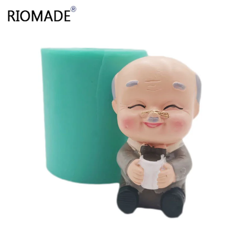 3D Grandpa Grandma Longevity Elderly Silicone Candle Molds Resin Cake Decorating Tools Plaster Epoxy Model Birthday Mould