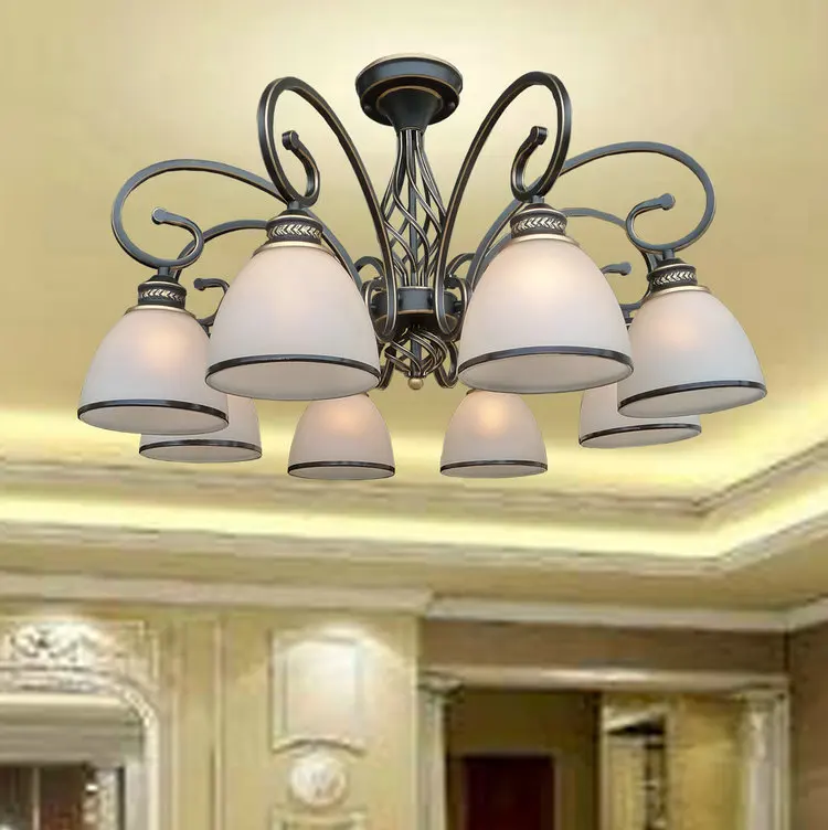 Simple pastoral wrought iron lighting dual-use living room lamp Nice multiple chandelier LED copper ceiling lamp LB12518