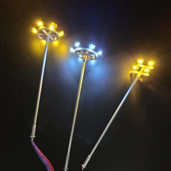 מודל בקנה מידה Ho מנורת מגדל תאורת 12v דגם אורות פריסת עמוד תאורת רכבת מגרש משחקים אצטדיון תקורה אור חם/קר לבן