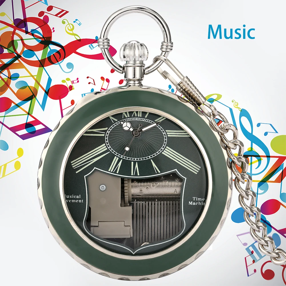 Przezroczysty szklany muzyczny zegarek kieszonkowy Swan Lake Melody Music Watch Antyczny wisiorek Zegarek kieszonkowy Vintage Zegarki kwarcowe Prezent
