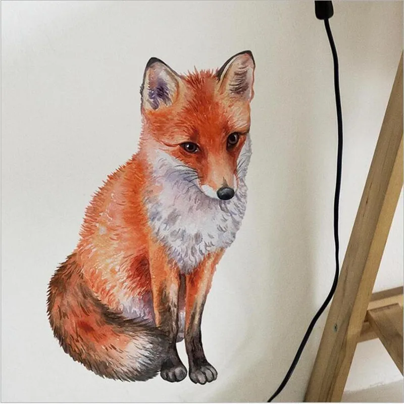 Hand Drawn Fox Wall Sticker Living Room Home Wall Decoration Decor Creative Animals Wallpaper Art Decals Self-Adhesive Stickers