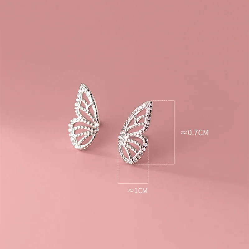 KAMIRA 925 Sterling Silver Romantic Hollow Sweet Butterfly Piercing Stud Earrings for Women Party Charms Simple European Jewelry