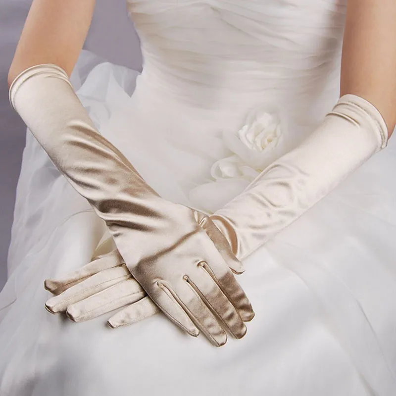 Satin tinted stretch Etiquette Sexy dinner show party gloves