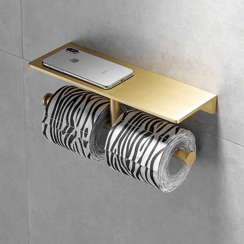 

Матовый золотой латунный держатель для бумаги Держатель для телефона Настенный держатель для салфеток Держатель для бумаги с полкой Вешалка для полотенец Коробки для салфеток Латунь