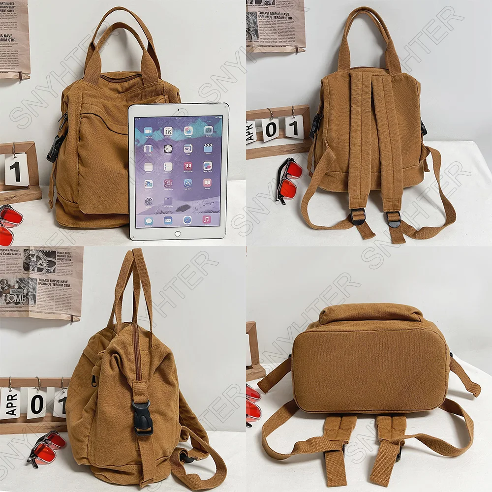 Zaino da College zaino da donna Harajuku carino borsa di tela retrò Laptop femminile moda ragazza tessuto studente zaino borse da viaggio per donna